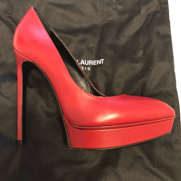 Red Saint Laurent 'Janis' Platform Pump - Picture 6 of 8